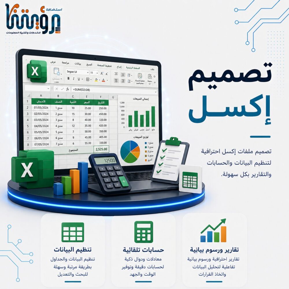 تصميم وتطوير ملفات إكسل Excel والمعادلات