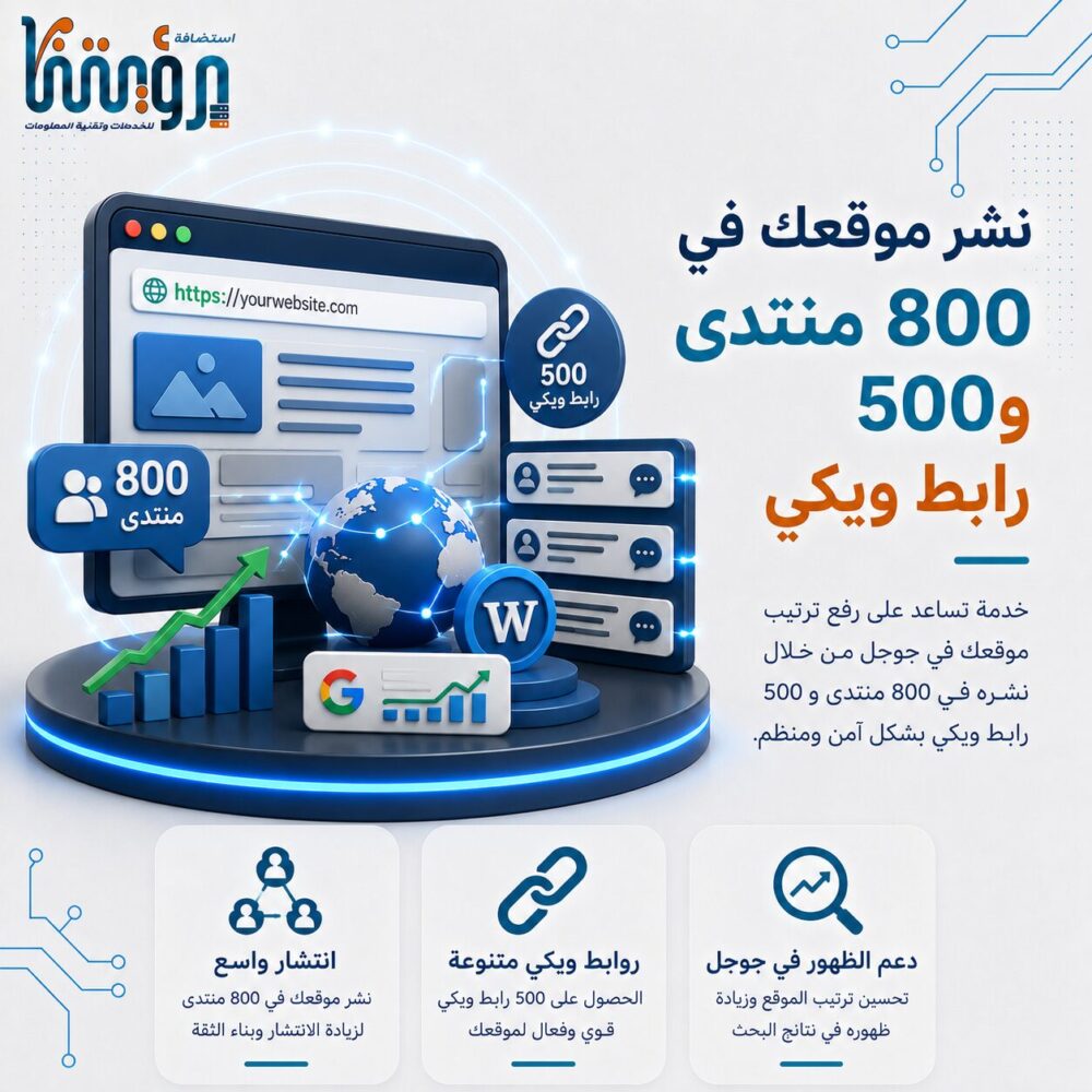 نشر موقعك في 800 منتدي و500 رابط ويكي